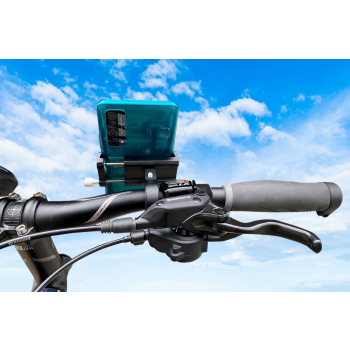 Aluminiowy uchwyt rowerowy JML BMH-108 na kierownicy rowerowej widok z tyłu